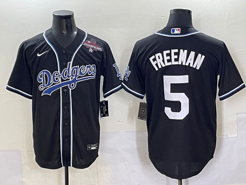 Men 2025 Los Angeles Dodgers #5 Freeman Black Three generations Fashion Nike MLB Jersey style 7048->los angeles dodgers->MLB Jersey